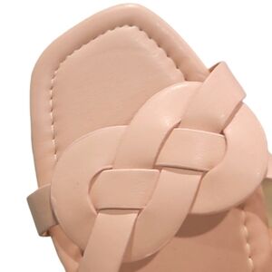 NEW! ANN TAYLOR LOFT Outlet Vegan Leather Blush Pink Slide On Sandals Flats 9.